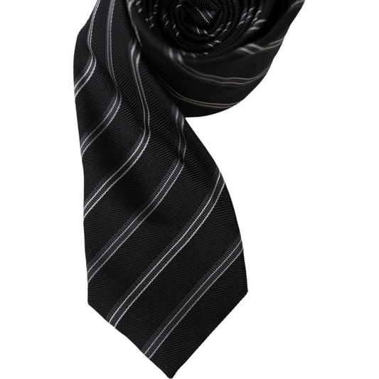 Black White Stripes Silk Adjustable Tie