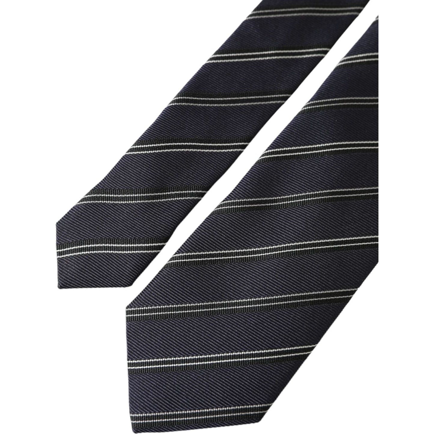 Dolce & Gabbana Black White Stripes Silk Adjustable Tie Dolce & Gabbana