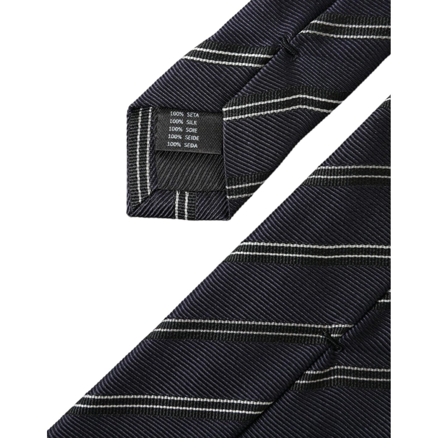 Dolce & Gabbana Black White Stripes Silk Adjustable Tie Dolce & Gabbana