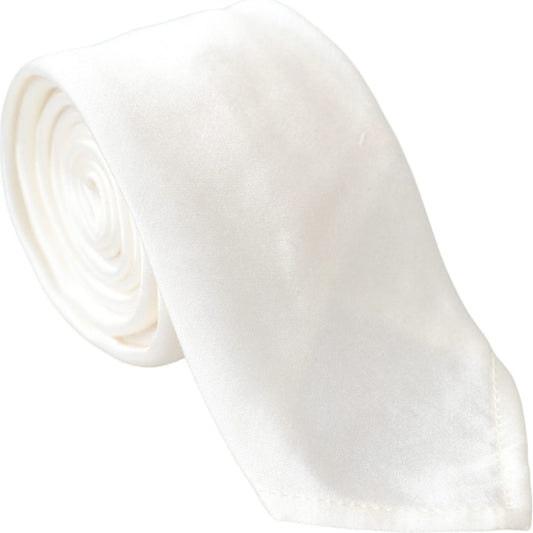 White Silk Blend Adjustable Tie Men