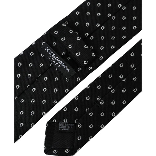 Black Logo Cotton Blend Adjustable Tie