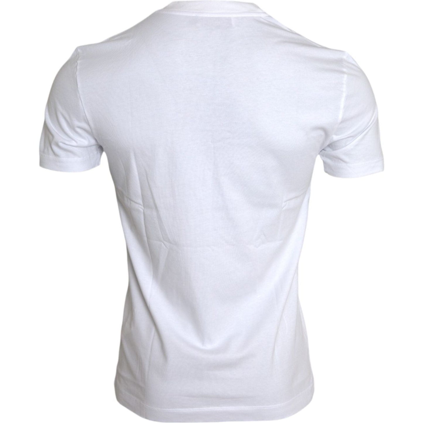 Dolce & Gabbana White Cotton DG Applique Men Casual T-shirt Dolce & Gabbana