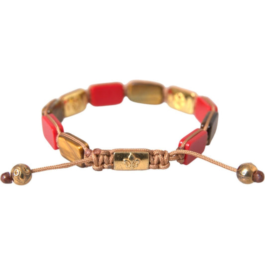 CZ Tiger Eye Red Coral 925 Silver Men Bracelet