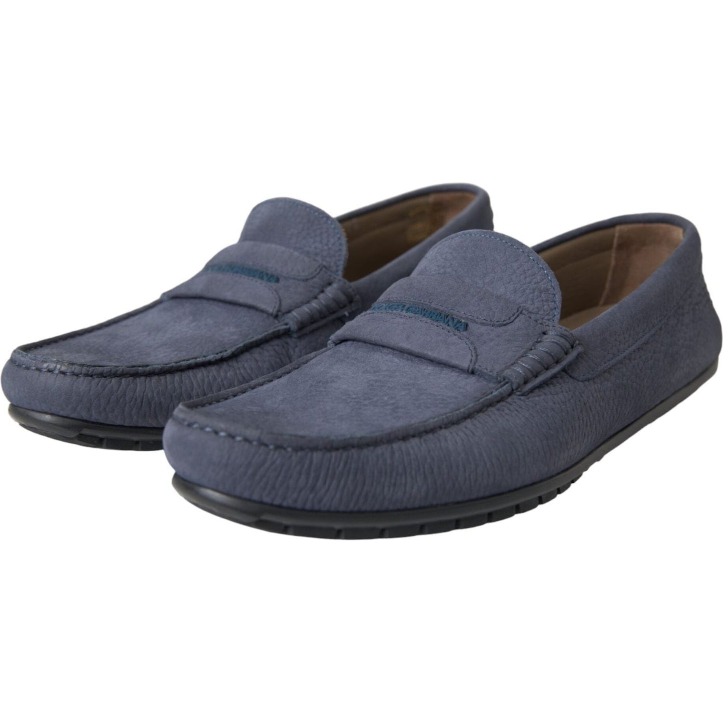 Dolce & Gabbana Blue Calf Leather Slip On Moccasin Shoes Dolce & Gabbana