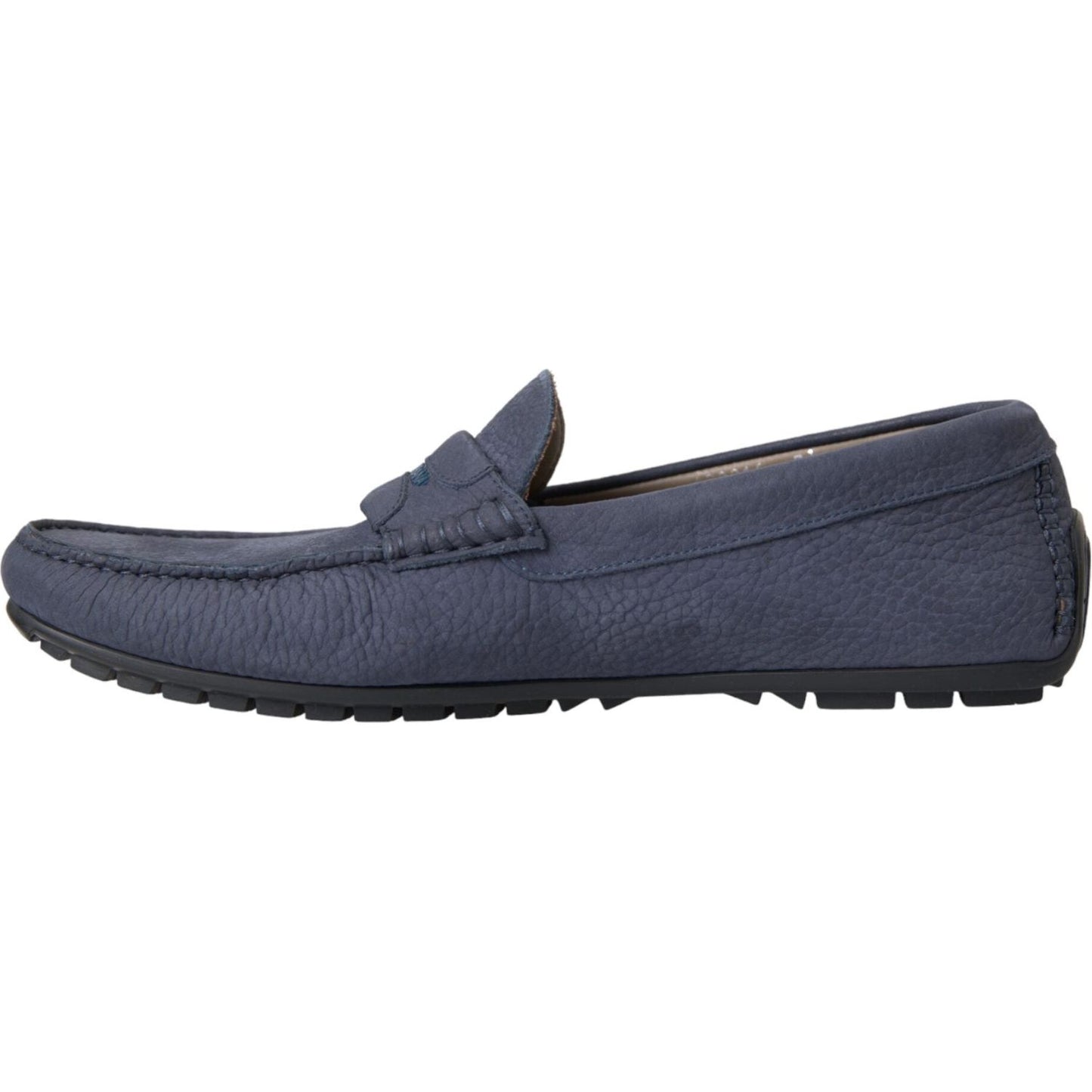 Dolce & Gabbana Blue Calf Leather Slip On Moccasin Shoes Dolce & Gabbana