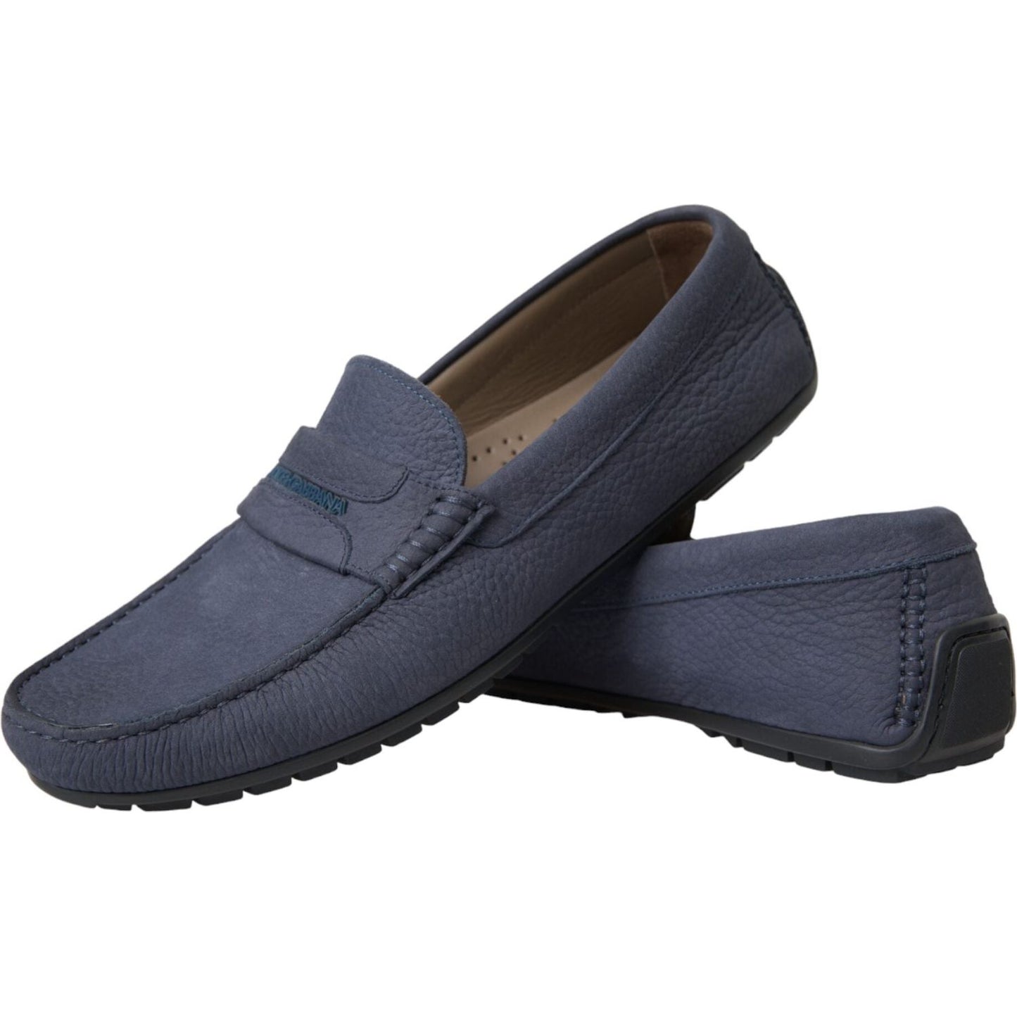 Dolce & Gabbana Blue Calf Leather Slip On Moccasin Shoes Dolce & Gabbana