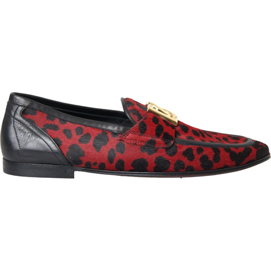 Dolce & Gabbana Red Black Leopard DG Loafers Formal Men Shoes Dolce & Gabbana