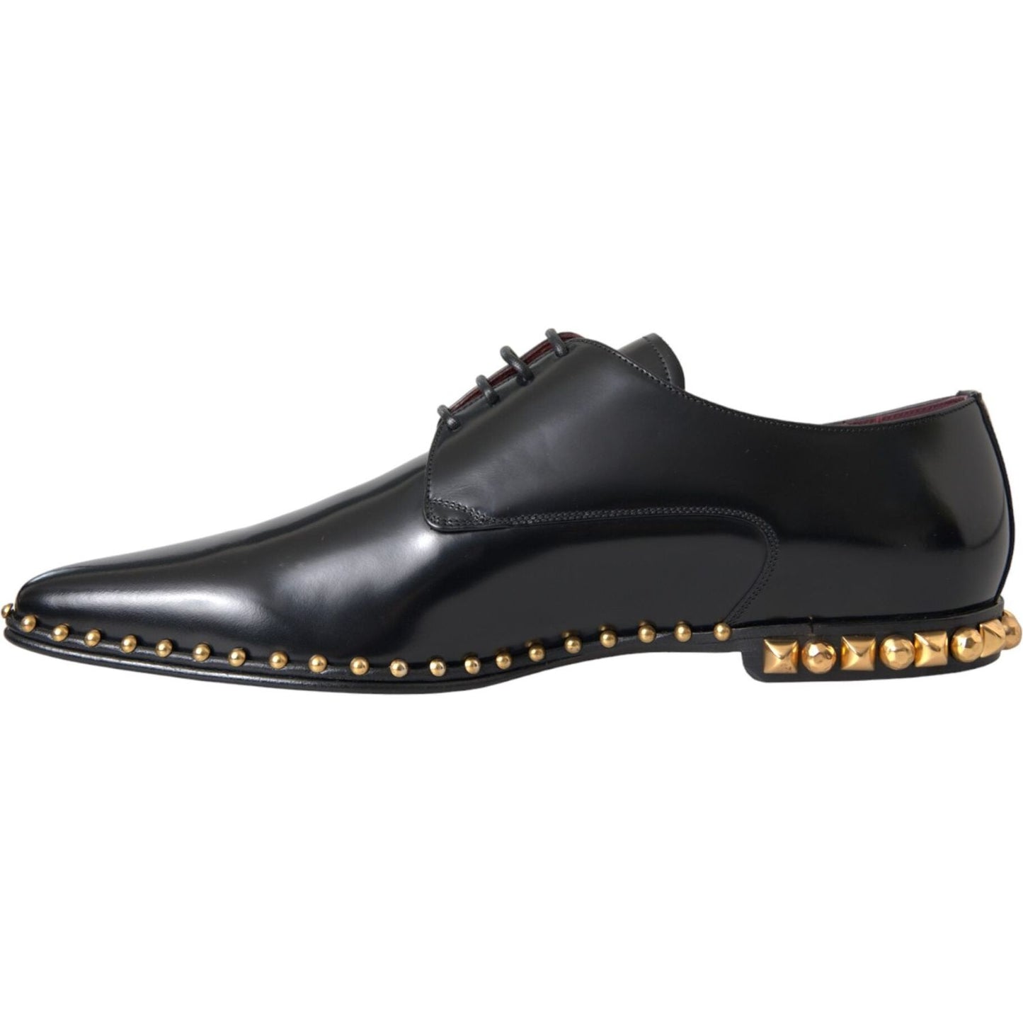 Dolce & Gabbana Black Leather Gold Studded Derby Dress Shoes Dolce & Gabbana