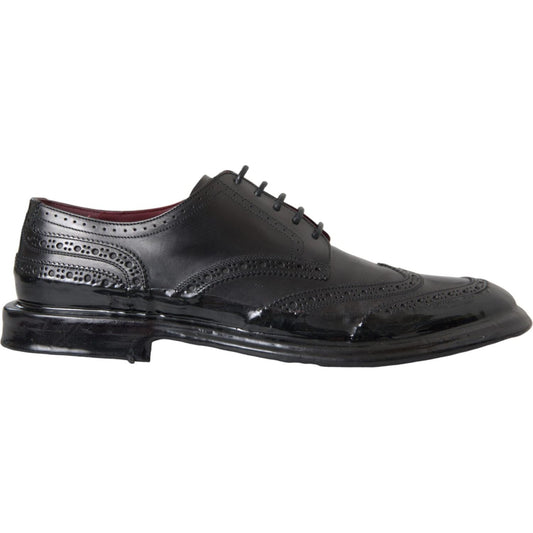 Black Leather Oxford Wingtip Formal Men Shoes