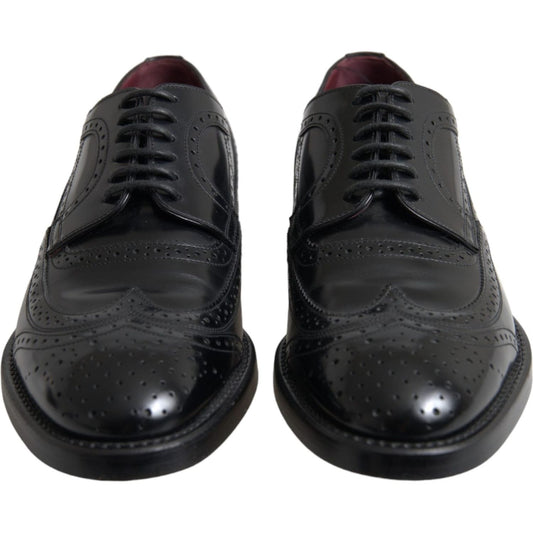 Black Leather Oxford Wingtip Formal Men Shoes