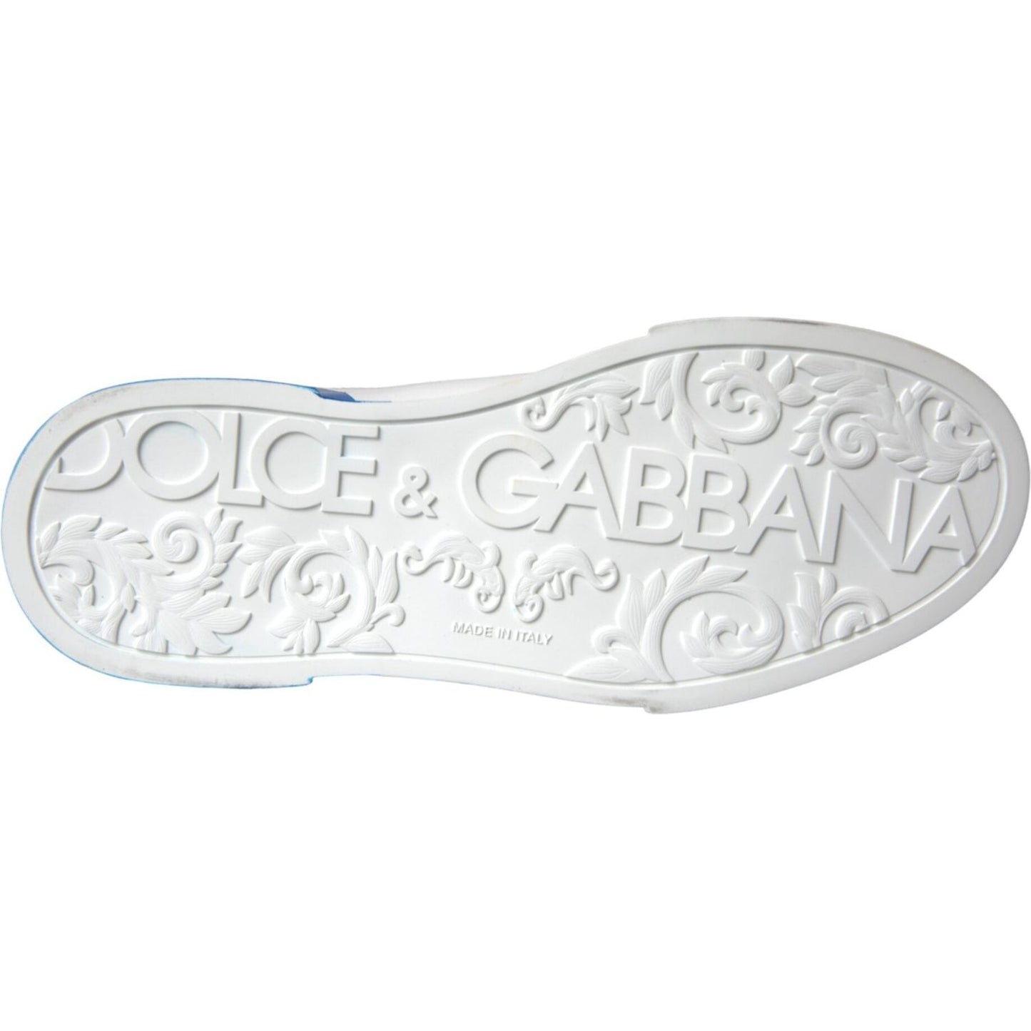 Dolce & Gabbana White Blue Leather Logo Low Top Sneakers Shoes Dolce & Gabbana