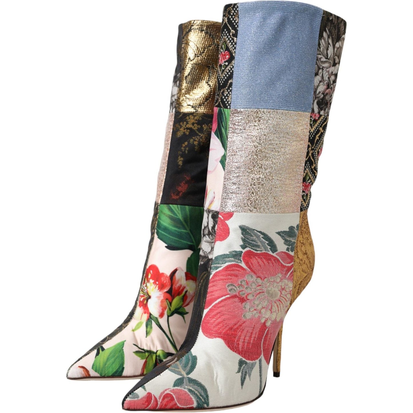 Dolce & Gabbana Multicolor Patchwork Print Heeled Boots Shoes Dolce & Gabbana