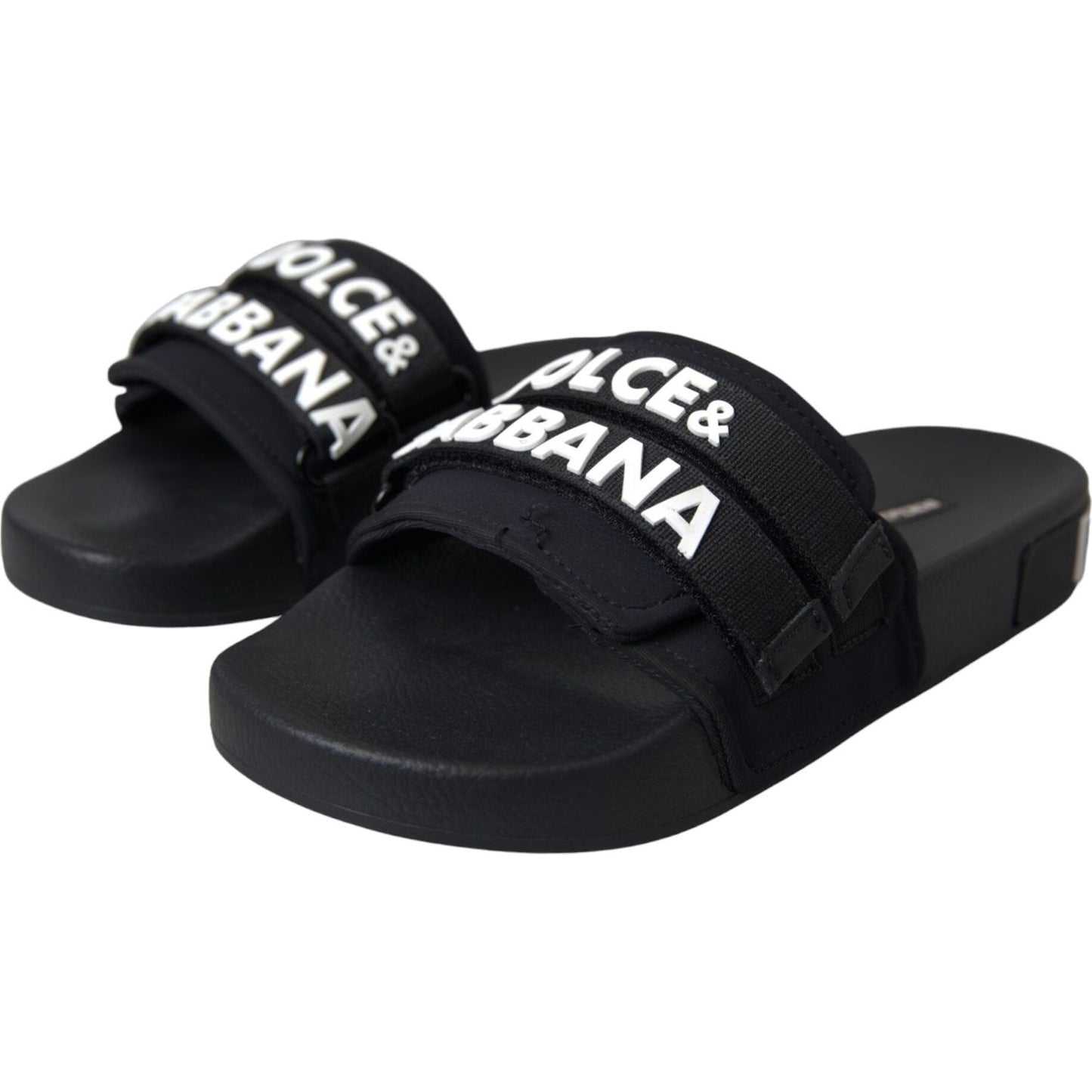 Dolce & Gabbana Black Logo Beachwear Flats Sandals Shoes Dolce & Gabbana