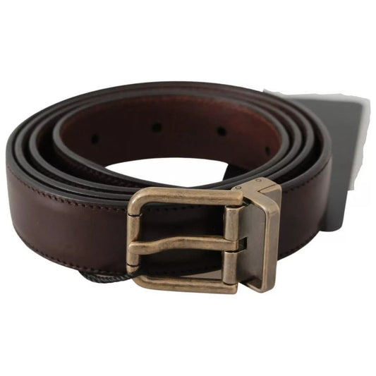 Brown Leather Gold Buckle Men Belt