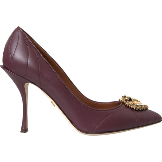 Dolce & Gabbana Bordeaux Leather Heart DEVOTION Pumps Shoes Dolce & Gabbana