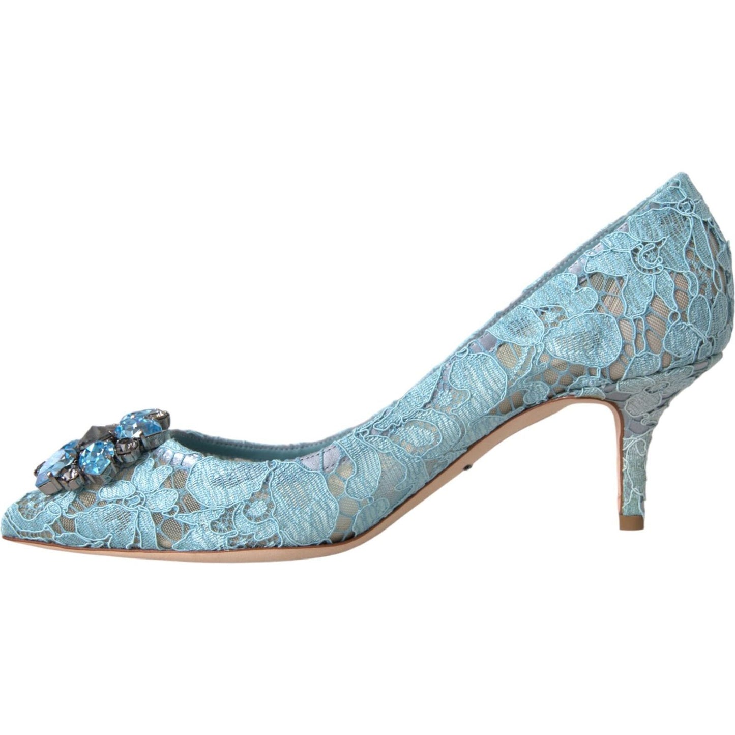 Dolce & Gabbana Blue Taormina Lace Crystal Heel Pumps Shoes Dolce & Gabbana