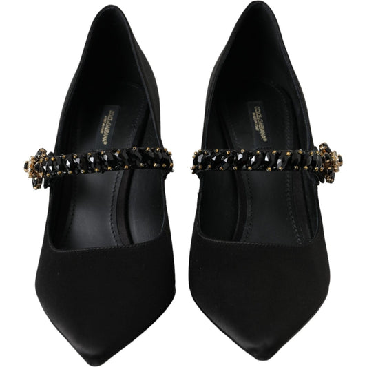 Dolce & Gabbana Black Mary Jane Crystal Heels Pumps Shoes Dolce & Gabbana