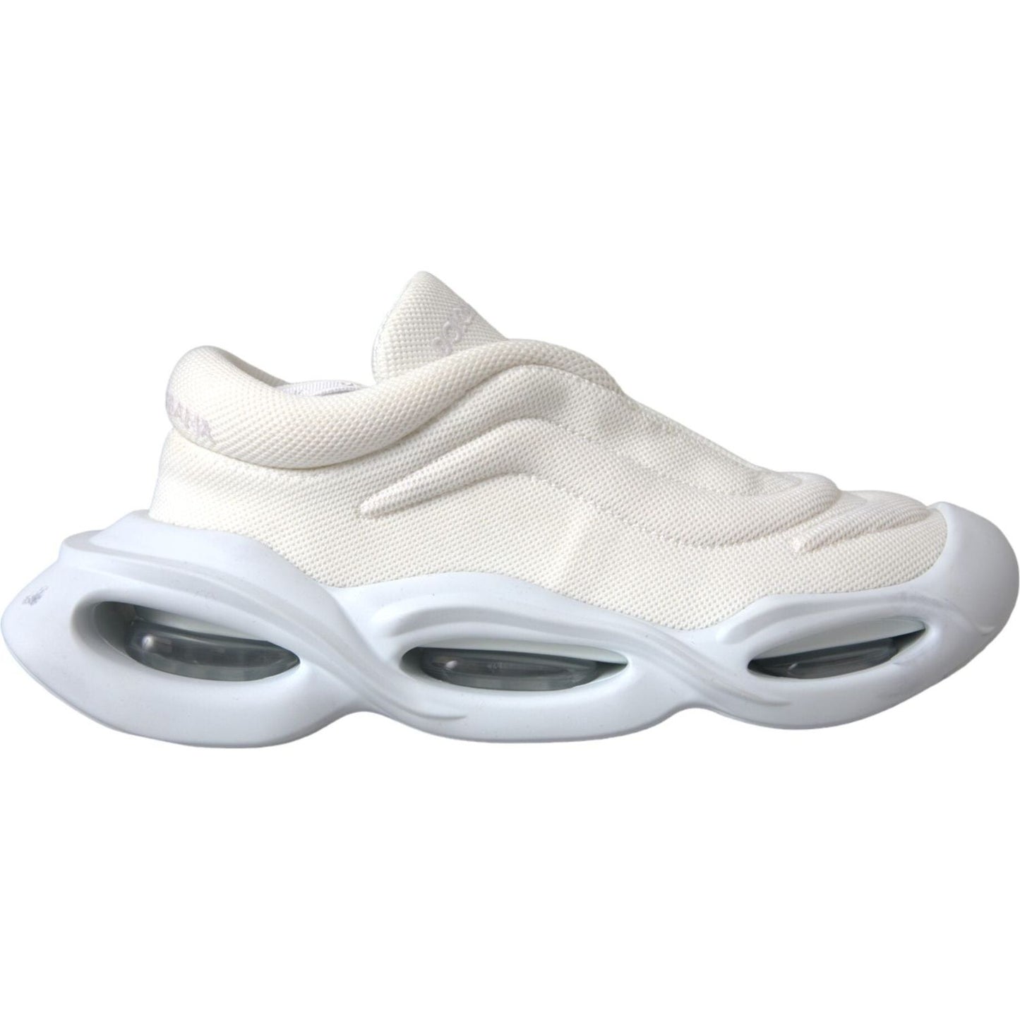 Dolce & Gabbana White Padded Fabric Wave Low Top Sneakers Shoes Dolce & Gabbana