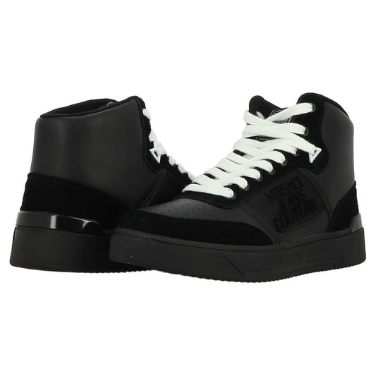 Versace Jeans Black Leather Di Calfskin Sneaker Versace Jeans