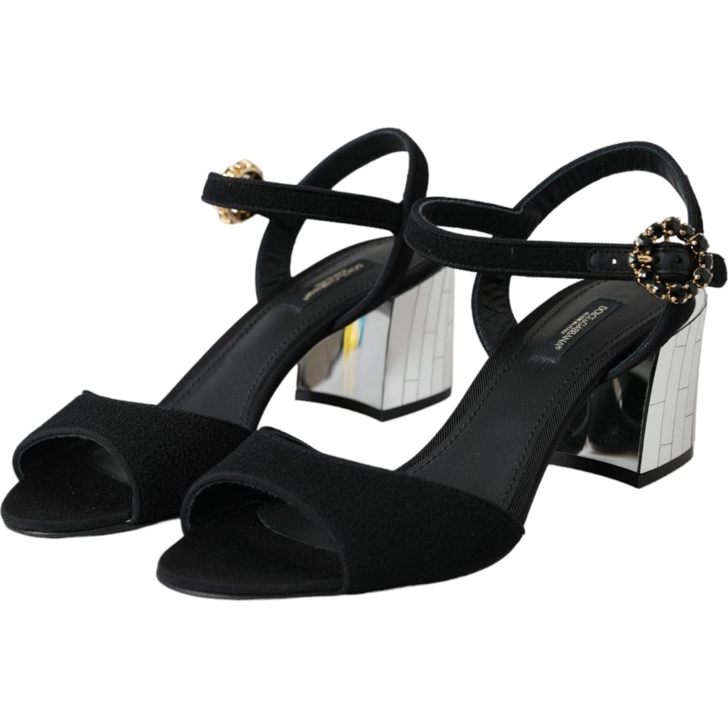 Dolce & Gabbana Black Crystal Ankle Strap Keira Sandal Shoes Dolce & Gabbana