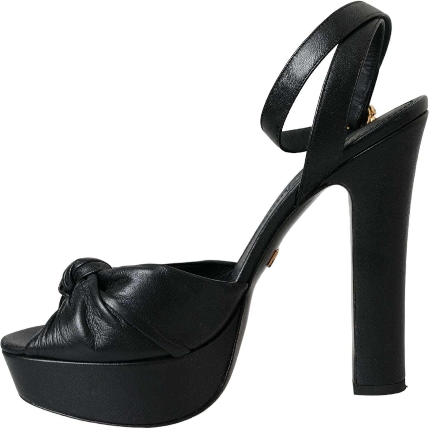 Dolce & Gabbana Black Leather Crystal Platform Sandals Shoes Dolce & Gabbana