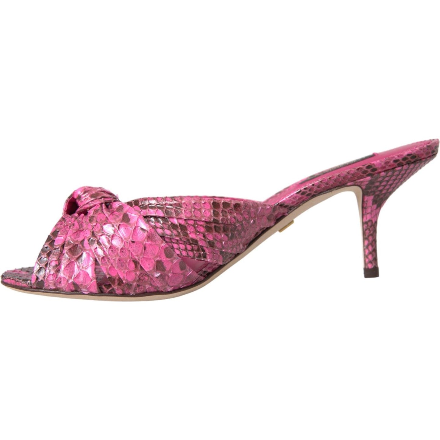 Dolce & Gabbana Pink Exotic Leather Kitten Heels Slides Shoes Dolce & Gabbana