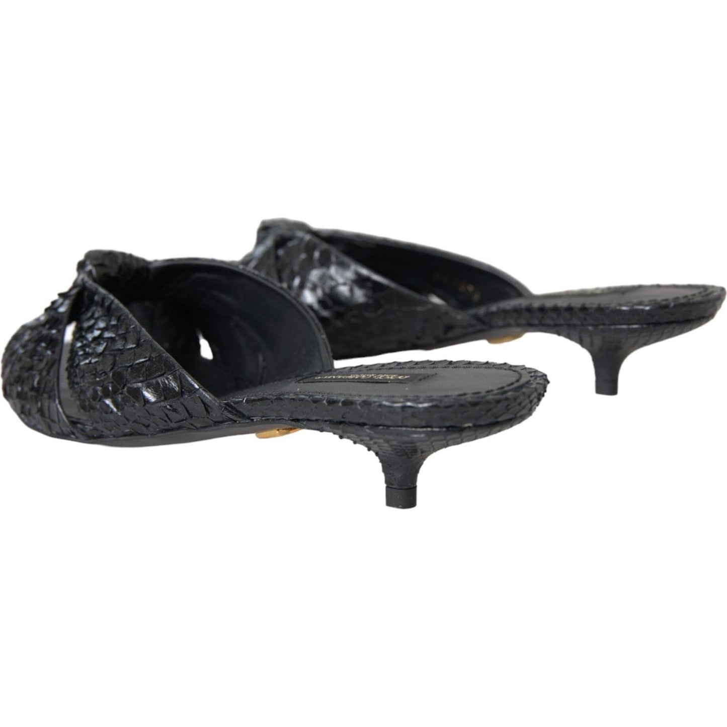 Dolce & Gabbana Black Exotic Leather Heels Slides Shoes Dolce & Gabbana