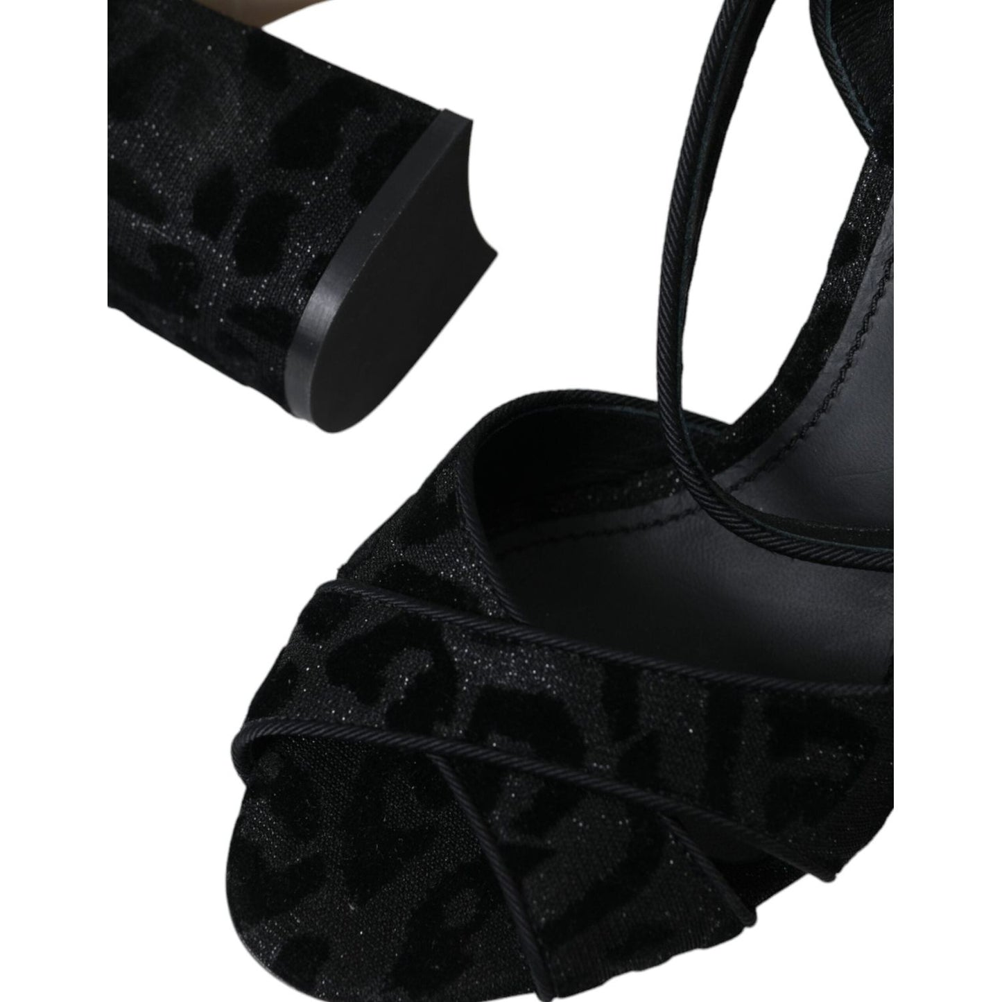 Dolce & Gabbana Black Leopard Suede Heels Sandals Shoes Dolce & Gabbana