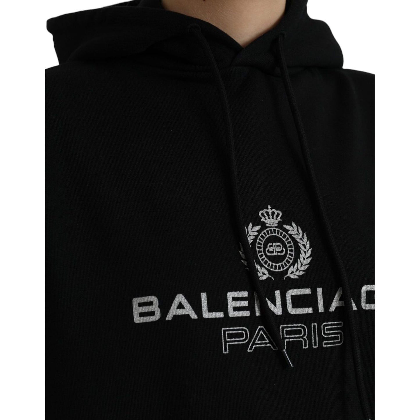 Balenciaga Black Cotton Logo Hooded Pullover Sweatshirt Sweater Balenciaga