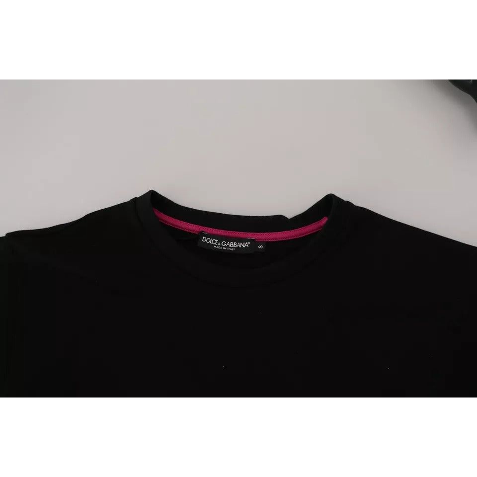 Dolce & Gabbana Black Printed Crewneck Tee Cotton T-shirt Dolce & Gabbana