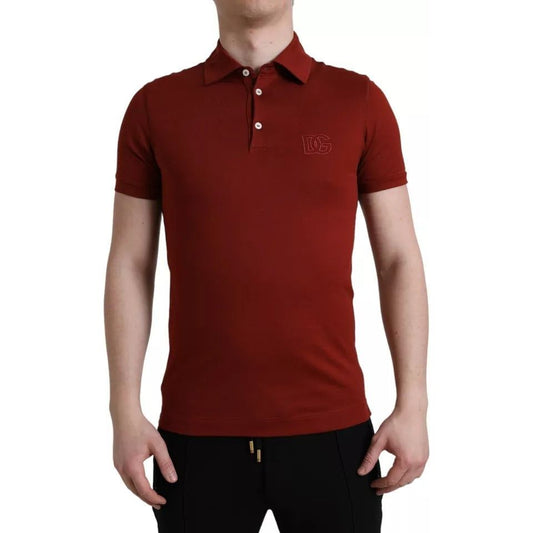 Dolce & Gabbana Red Logo Collared Short Sleeve Men T-shirt Dolce & Gabbana