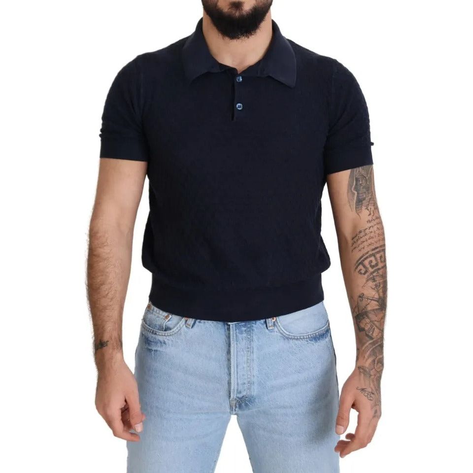 Dolce & Gabbana Dark Blue Collared Polo Casual Silk T-shirt Dolce & Gabbana