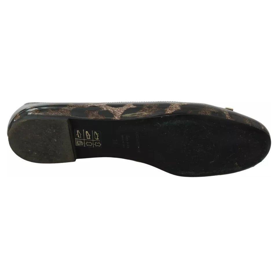 Dolce & Gabbana Brown Leopard Ballerina Flats Leather Shoes Dolce & Gabbana