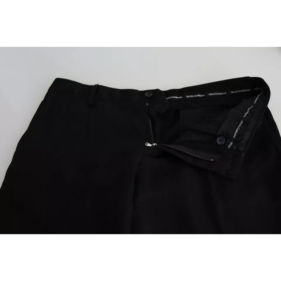 Dolce & Gabbana Black Cotton Stretch Dress Formal Pants Dolce & Gabbana