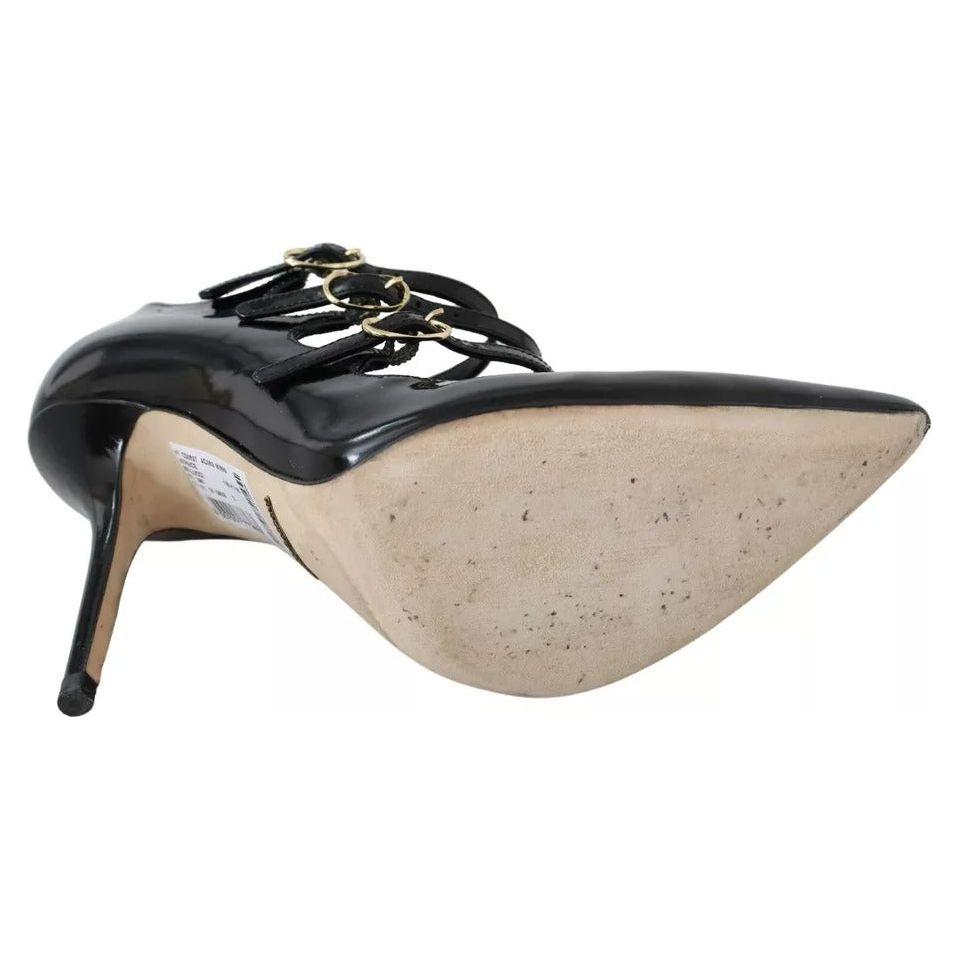 Dolce & Gabbana Black Leather Ankle Strap Heels Pumps Shoes Dolce & Gabbana