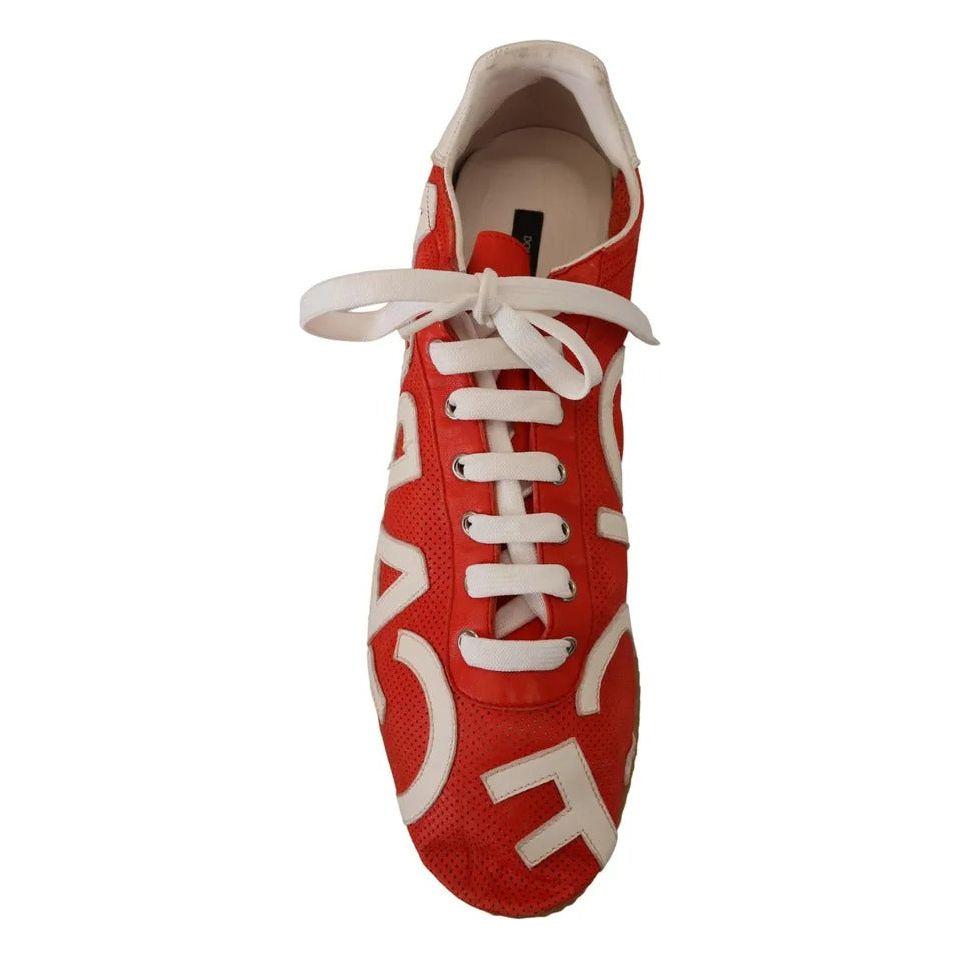 Dolce & Gabbana Red White Leather Mens Logo Casual Sneakers Shoes Dolce & Gabbana