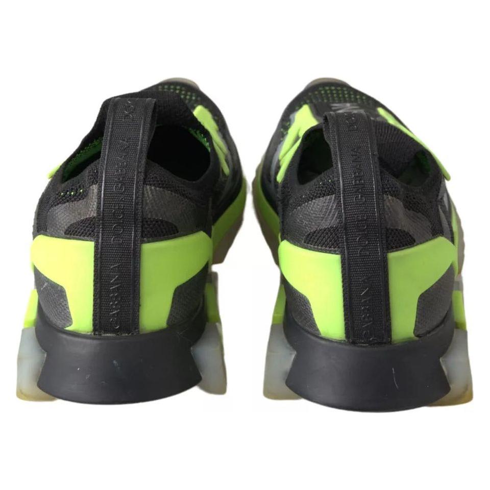 Dolce & Gabbana Black Yellow SORRENTO Sport Stretch Sneakers Shoes Dolce & Gabbana