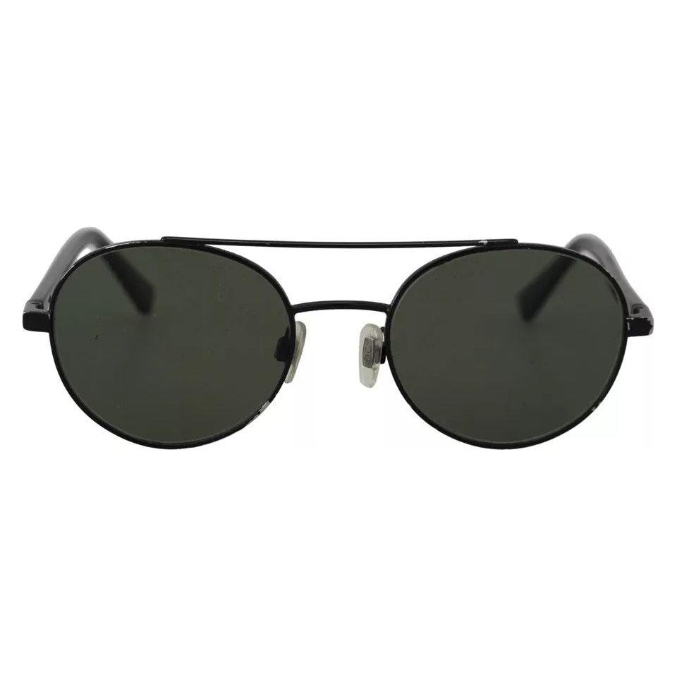 Dolce & Gabbana Matte Black Steel Frame Green Lens DG2245 Sunglasses Dolce & Gabbana