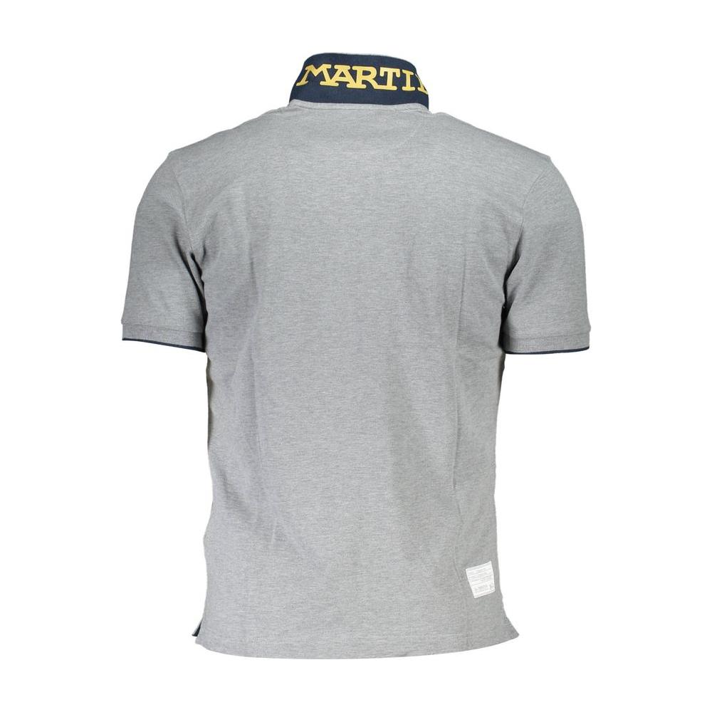 La Martina Gray Cotton Men Polo Shirt La Martina