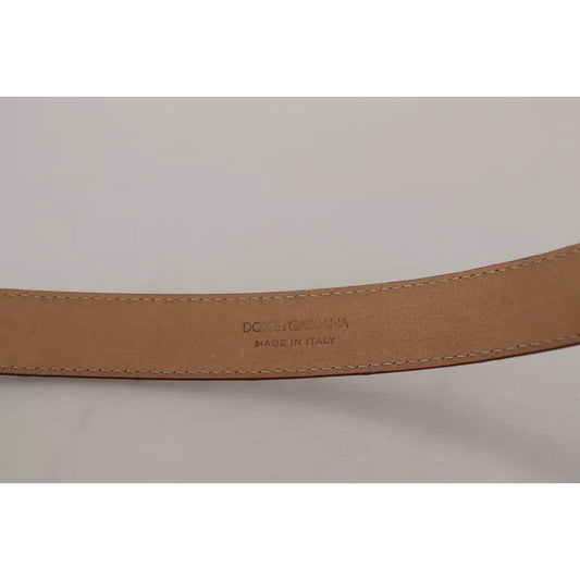 Dolce & Gabbana Brown Leather Gold Engraved Metal Buckle Belt Dolce & Gabbana