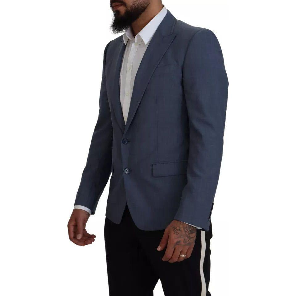 Dolce & Gabbana Blue Wool Stretch Slim Fit Jacket Blazer Dolce & Gabbana