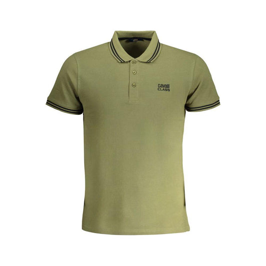 Cavalli Class Green Cotton Polo Shirt Cavalli Class