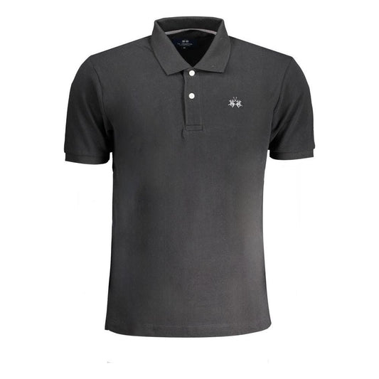 La Martina Black Cotton Polo Shirt La Martina