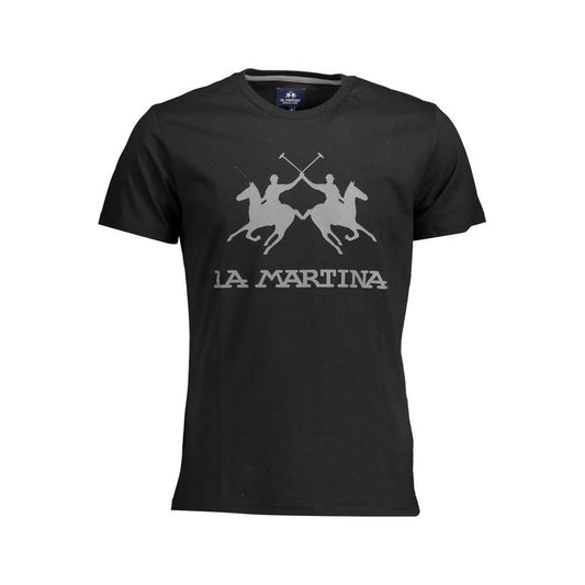 La Martina Black Cotton Men T-Shirt La Martina