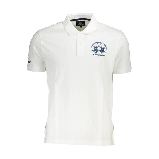 La Martina White Cotton Men Polo Shirt La Martina