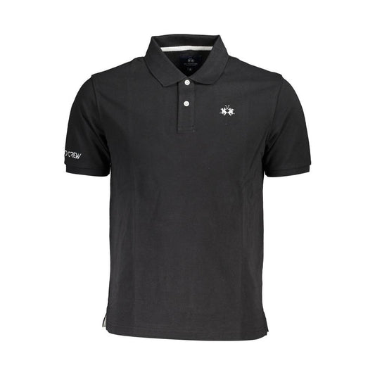 La Martina Black Cotton Men Polo Shirt La Martina