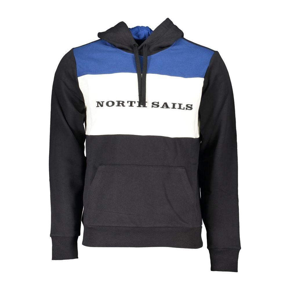 North Sails Black Cotton Men Hooded Sweater North Sails