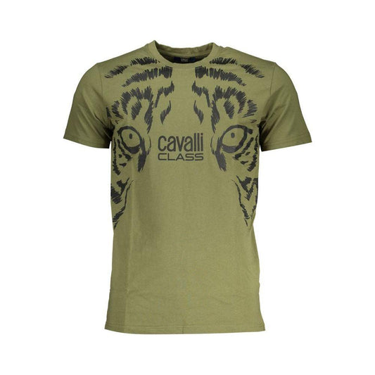 Cavalli Class Green Cotton T-Shirt Cavalli Class