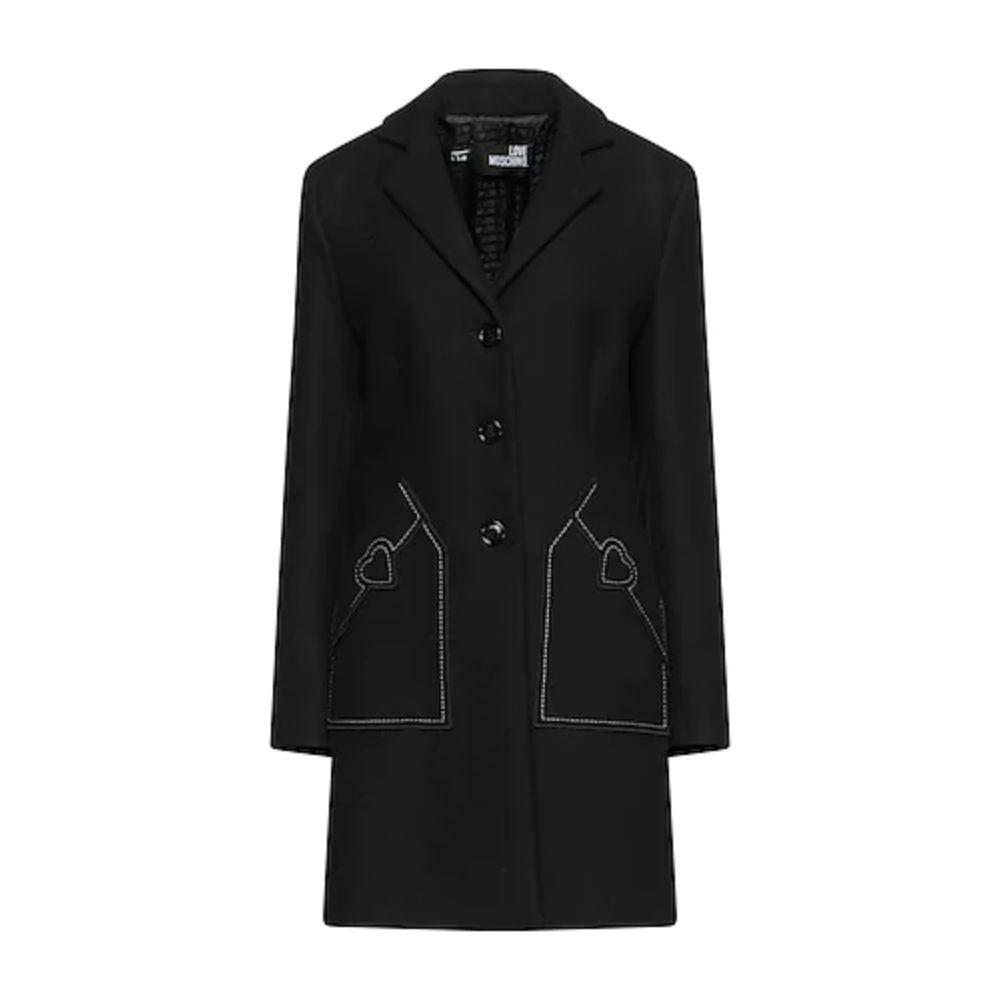 Love Moschino Black Wool Women Coat Love Moschino