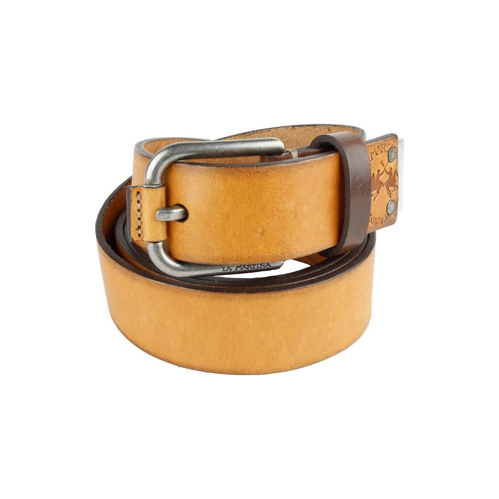 La Martina Chic Unisex Leather Belt in Vibrant Yellow La Martina